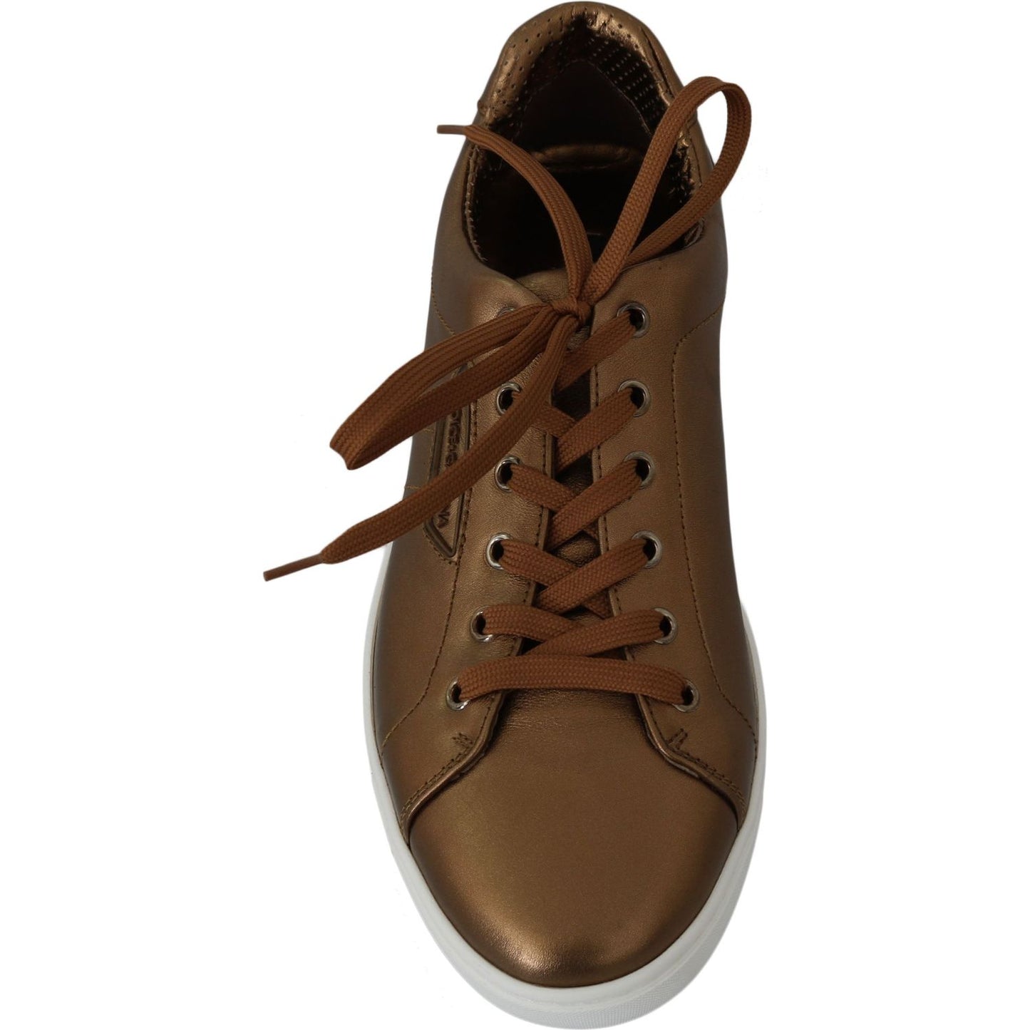Dolce & Gabbana Gold Leather Mens Casual Sneakers MV2363-39