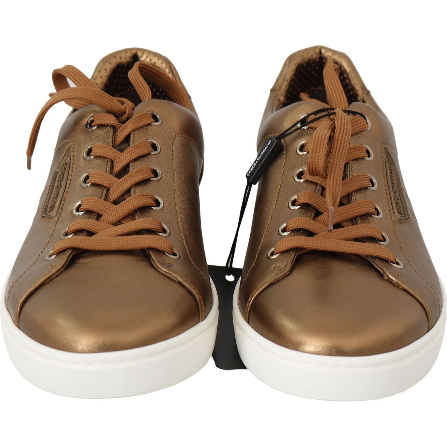 Dolce & Gabbana Gold Leather Mens Casual Sneakers MV2363-39