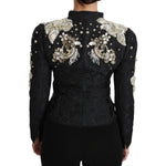 Dolce & Gabbana Black Jacquard Crystal Floral Jacket JKT2403-38