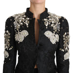 Dolce & Gabbana Black Jacquard Crystal Floral Jacket JKT2403-38