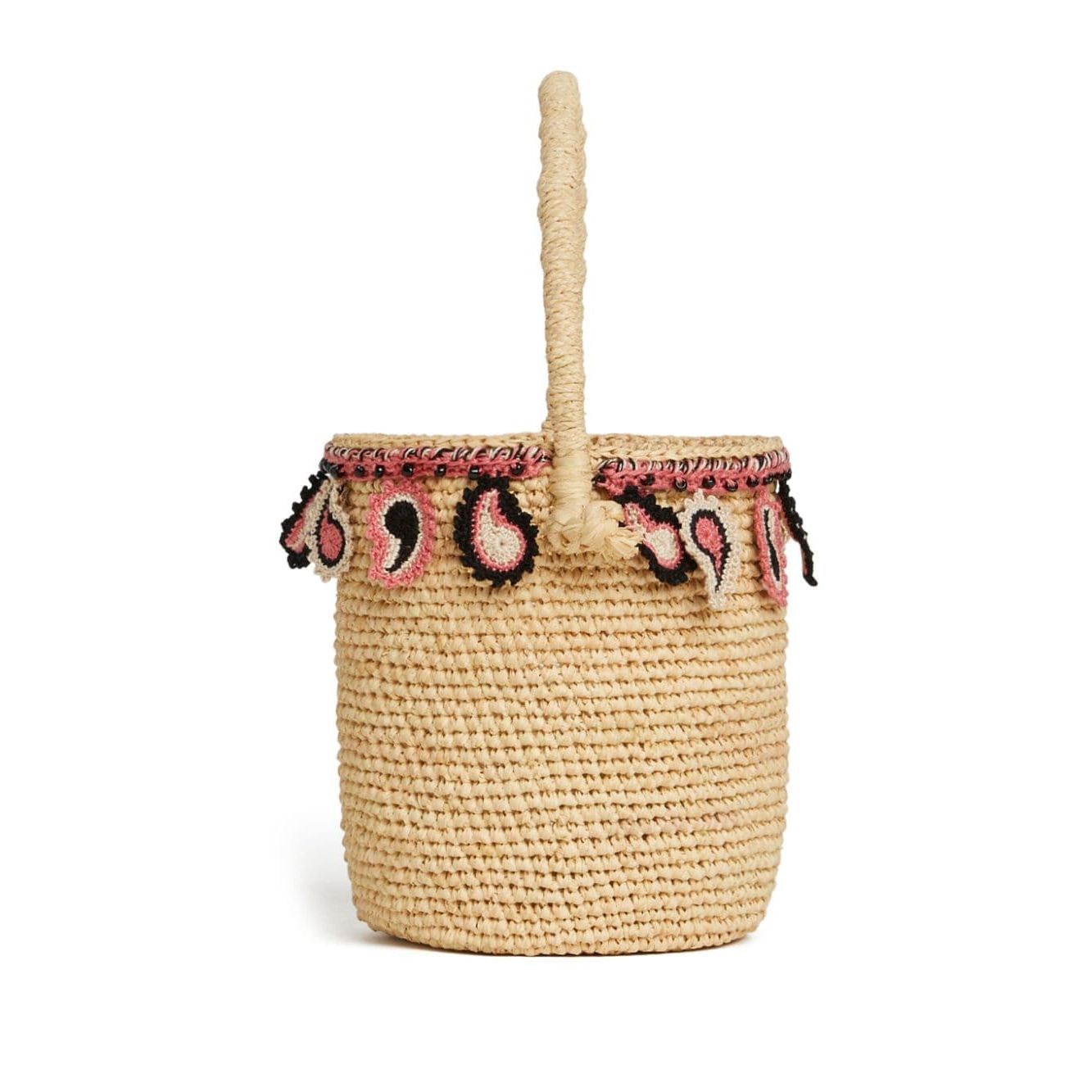 Alanui paisley-appliqué raffia basket bag Shoulder