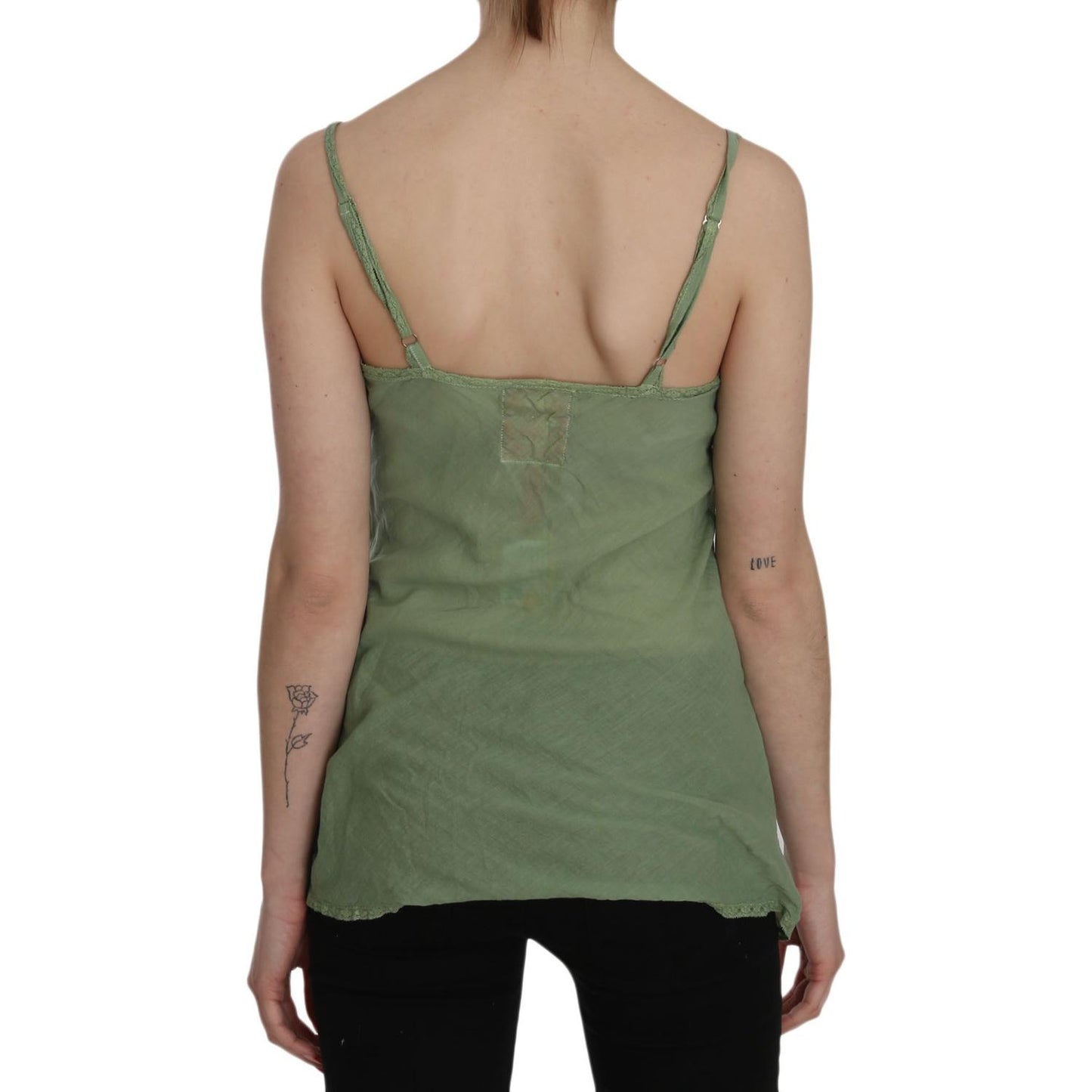PINK MEMORIES Green Silk Spaghetti Strap Tank Top Blouse TSH3441-42