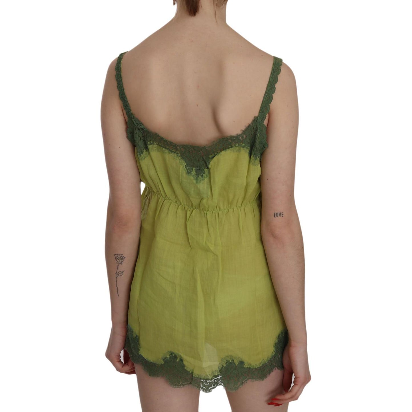 PINK MEMORIES Green Lace Spaghetti Strap Tank Top Blouse TSH3456-44