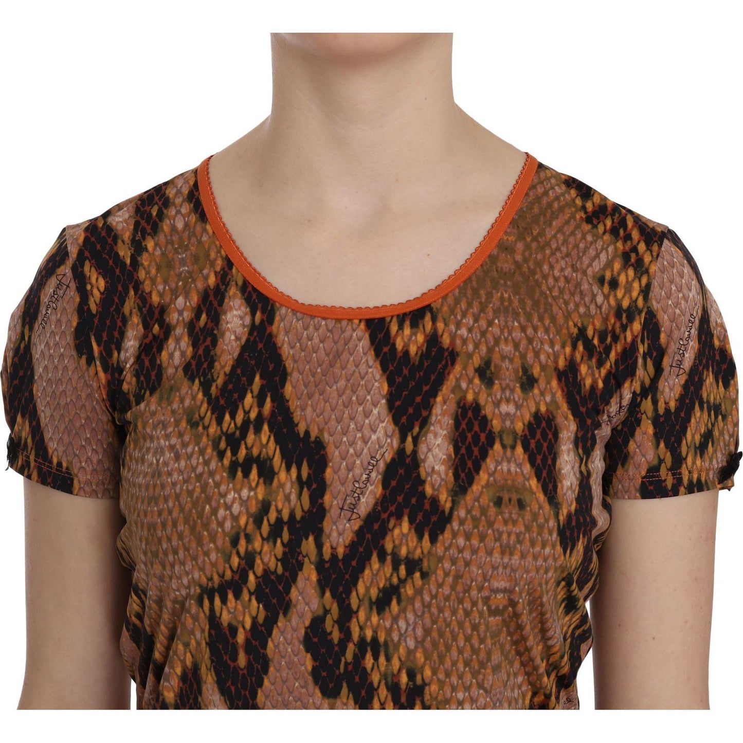 Just Cavalli Snake Skin Print Short Sleeve Top T-shirt