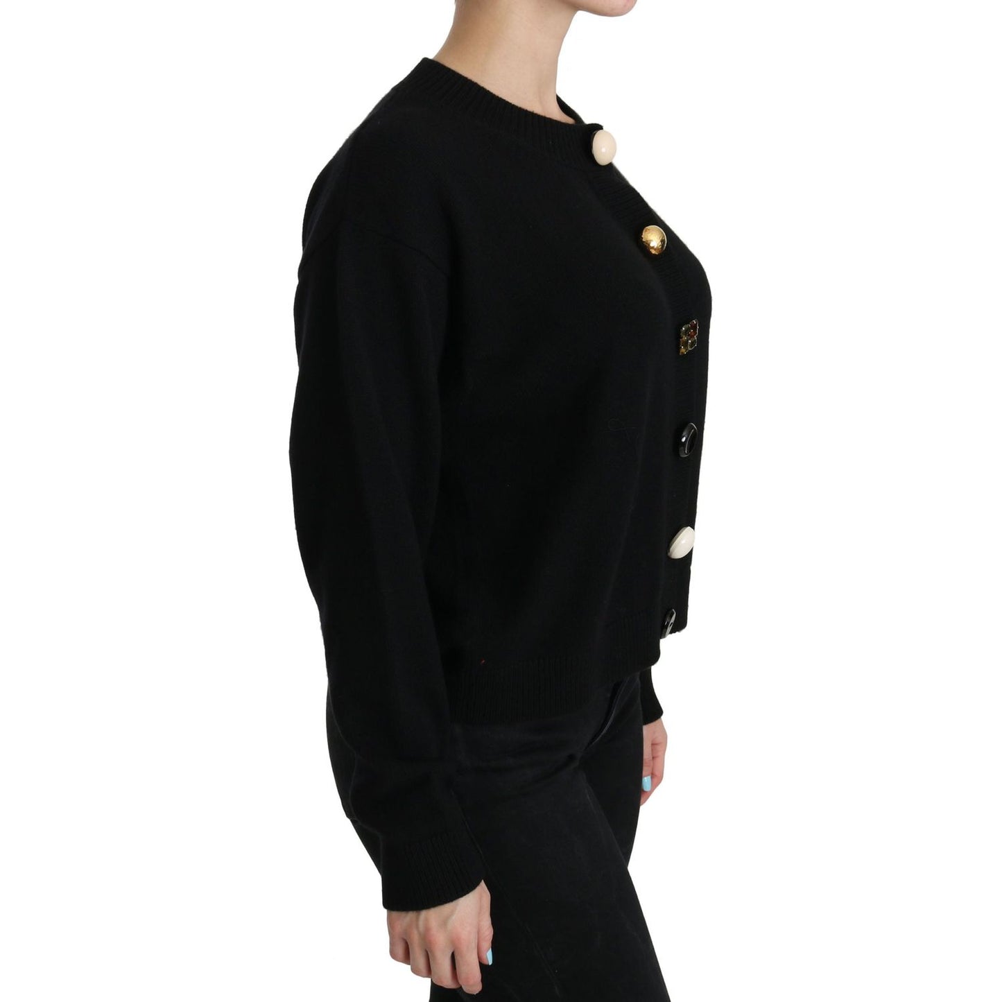 Dolce & Gabbana Black Button Embellished Cardigan Sweater TSH3861-40