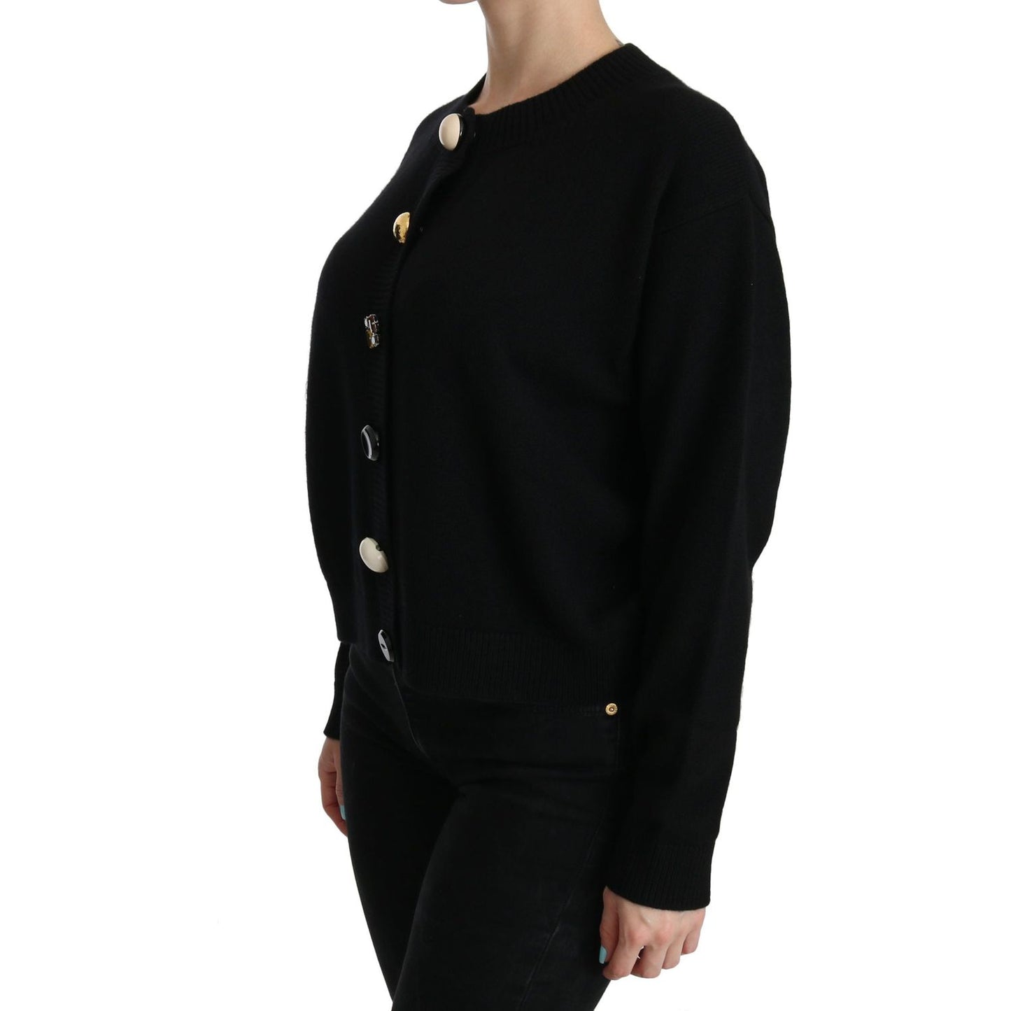 Dolce & Gabbana Black Button Embellished Cardigan Sweater TSH3861-40