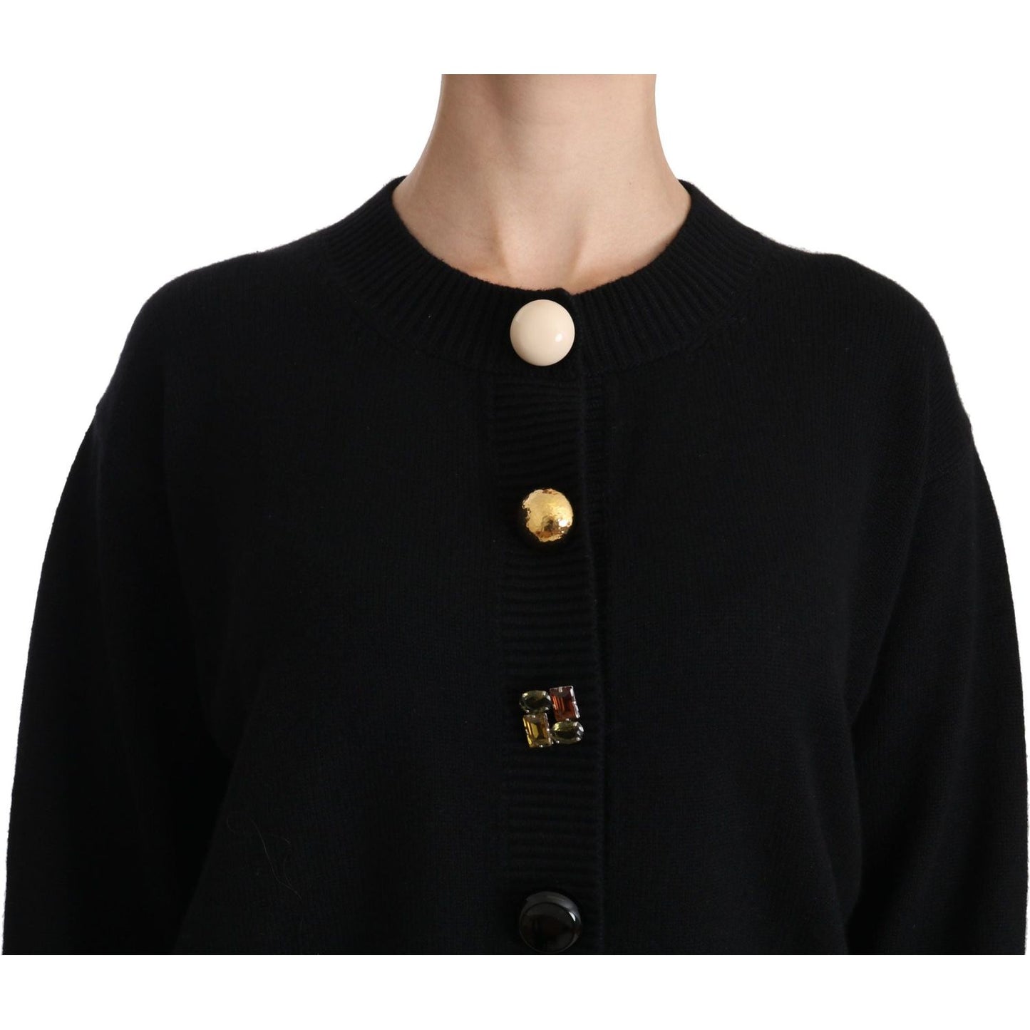 Dolce & Gabbana Black Button Embellished Cardigan Sweater TSH3861-40