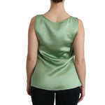 Dolce & Gabbana Green Sleeveless 100% Silk Top Tank Blouse TSH3874-36