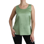 Dolce & Gabbana Green Sleeveless 100% Silk Top Tank Blouse TSH3874-36