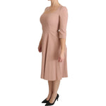 Dolce & Gabbana Pink 3/4 Sleeves A-line Viscose Dress DR2100-38