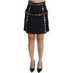 Dolce & Gabbana Black Crystal Embellished High Waist Skirt SKI1357-38