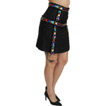 Dolce & Gabbana Black Crystal Embellished High Waist Skirt SKI1357-38