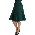 Dolce & Gabbana Green Pleated A-line High Waist Cotton Skirt SKI1376-40