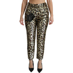 Dolce & Gabbana Brown Leopard Sequined High Waist Pants PAN70872-38