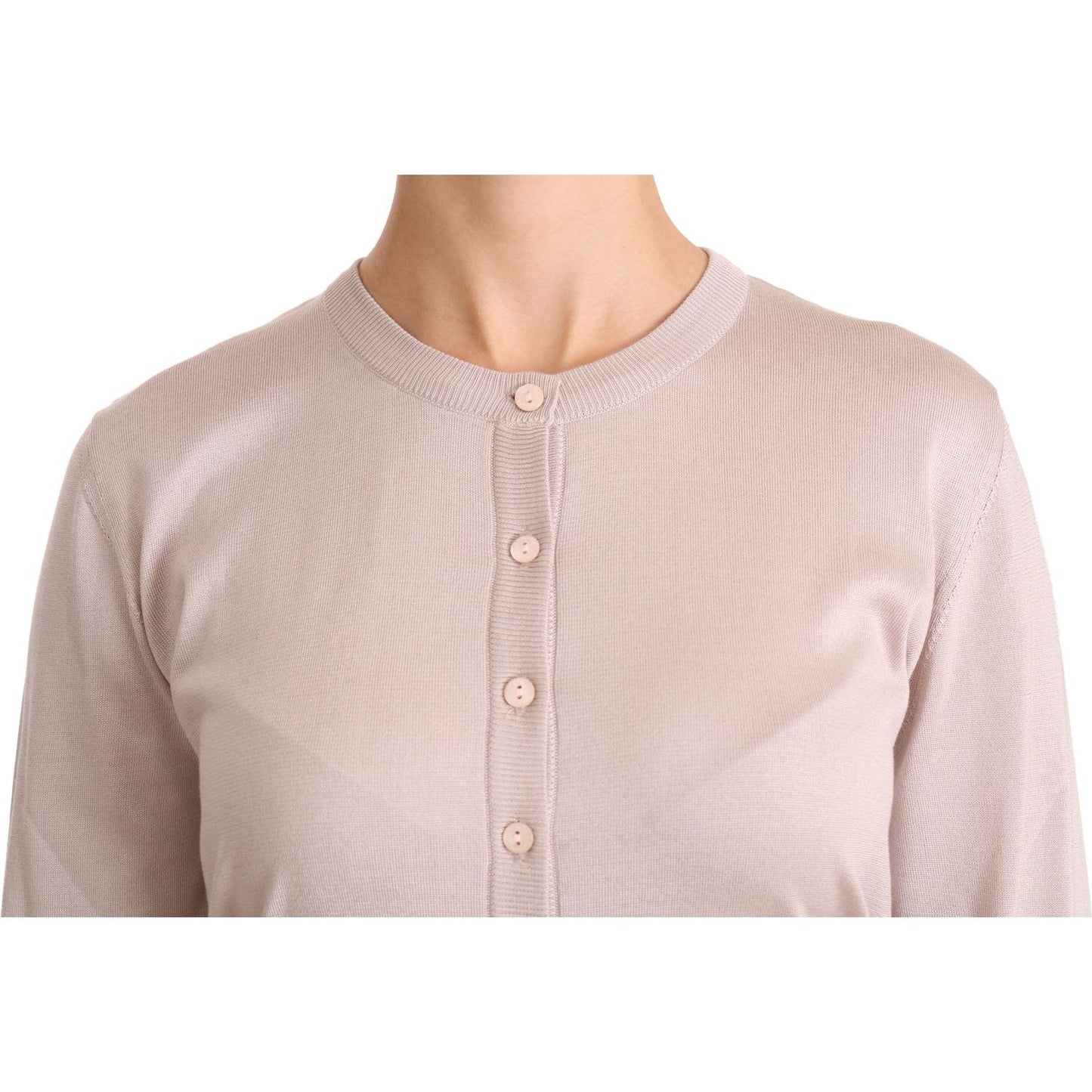 Dolce & Gabbana Silk Pink Long Sleeve Lace Top Sweater TSH4251-44