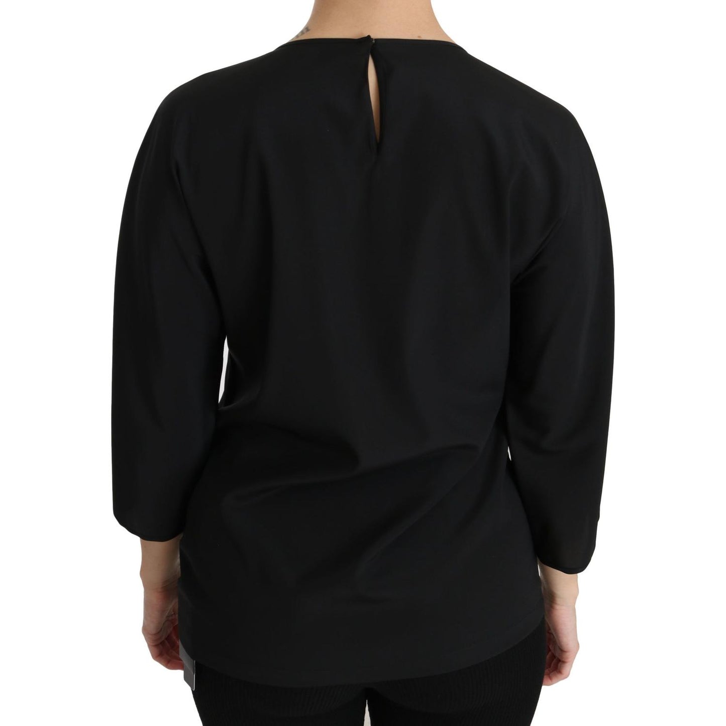 Dolce & Gabbana Black #dgfamily Top T-shirt Silk Blouse TSH4271-36