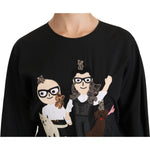 Dolce & Gabbana Black #dgfamily Top T-shirt Silk Blouse TSH4271-36