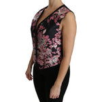 Dolce & Gabbana Black Pink Floral Waistcoat Vest Blouse Top TSH4286-38