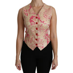 Dolce & Gabbana Pink Gold Brocade Waistcoat Vest Blouse Top TSH4287-38