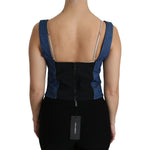 Dolce & Gabbana Blue Sleeveless Bustier Blouse Cotton Top TSH4309-36