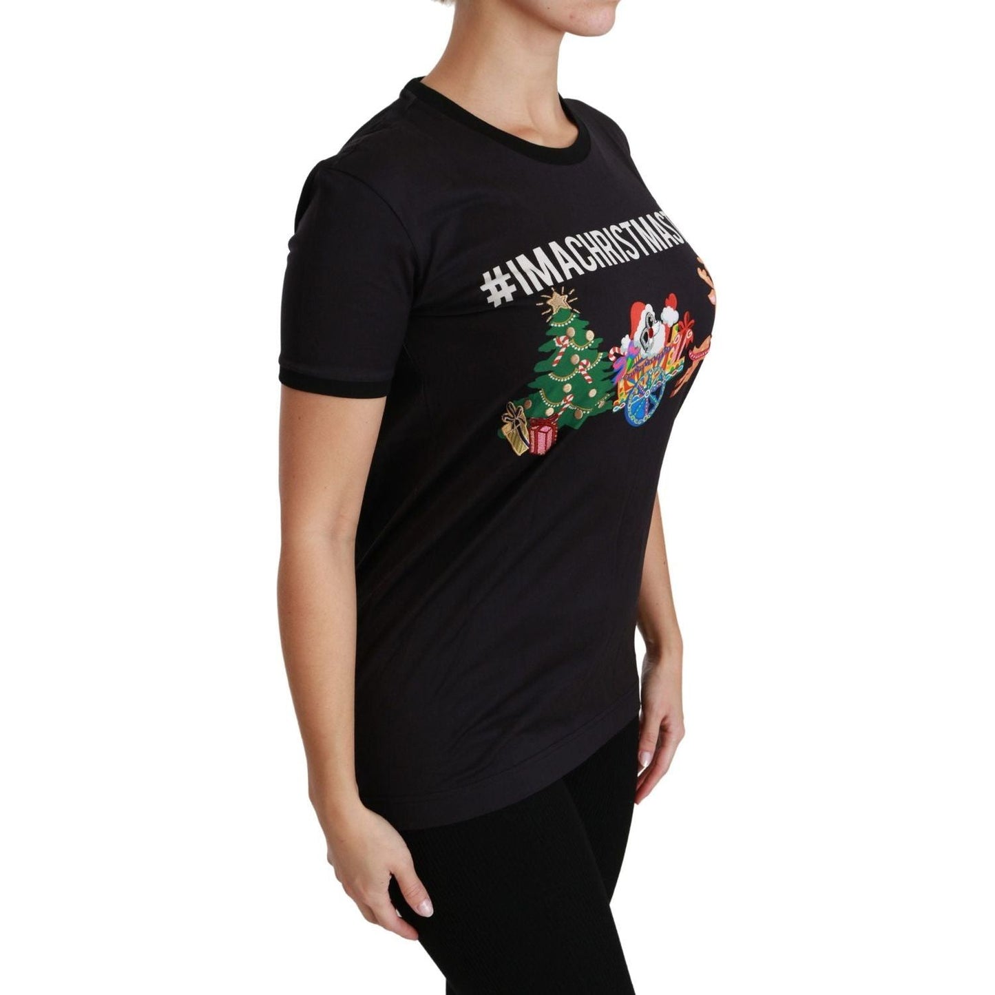 Dolce & Gabbana Black #ImAChristmasTree Crewneck Top T-shirt TSH4444-36