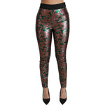 Dolce & Gabbana Green Bronze Leaf Tights Skinny Pants PAN70819-36