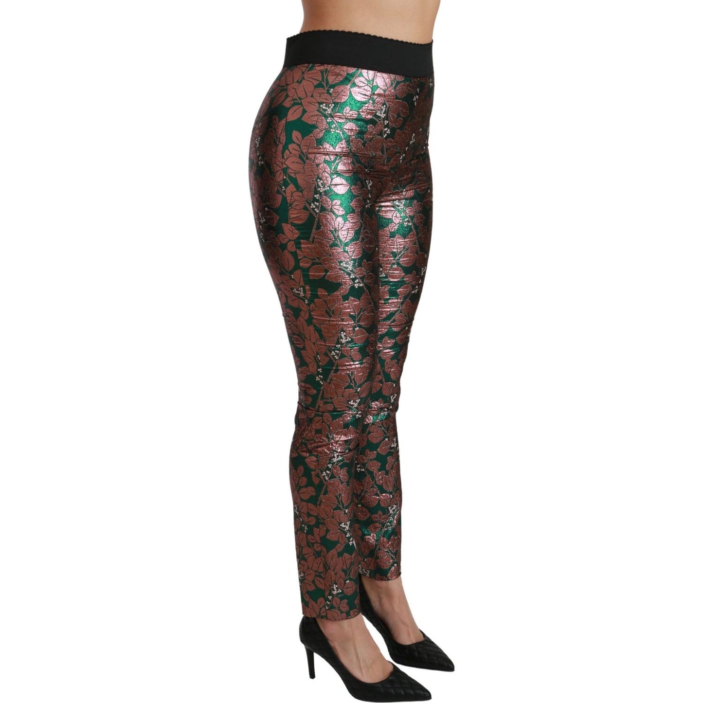 Dolce & Gabbana Green Bronze Leaf Tights Skinny Pants PAN70819-36