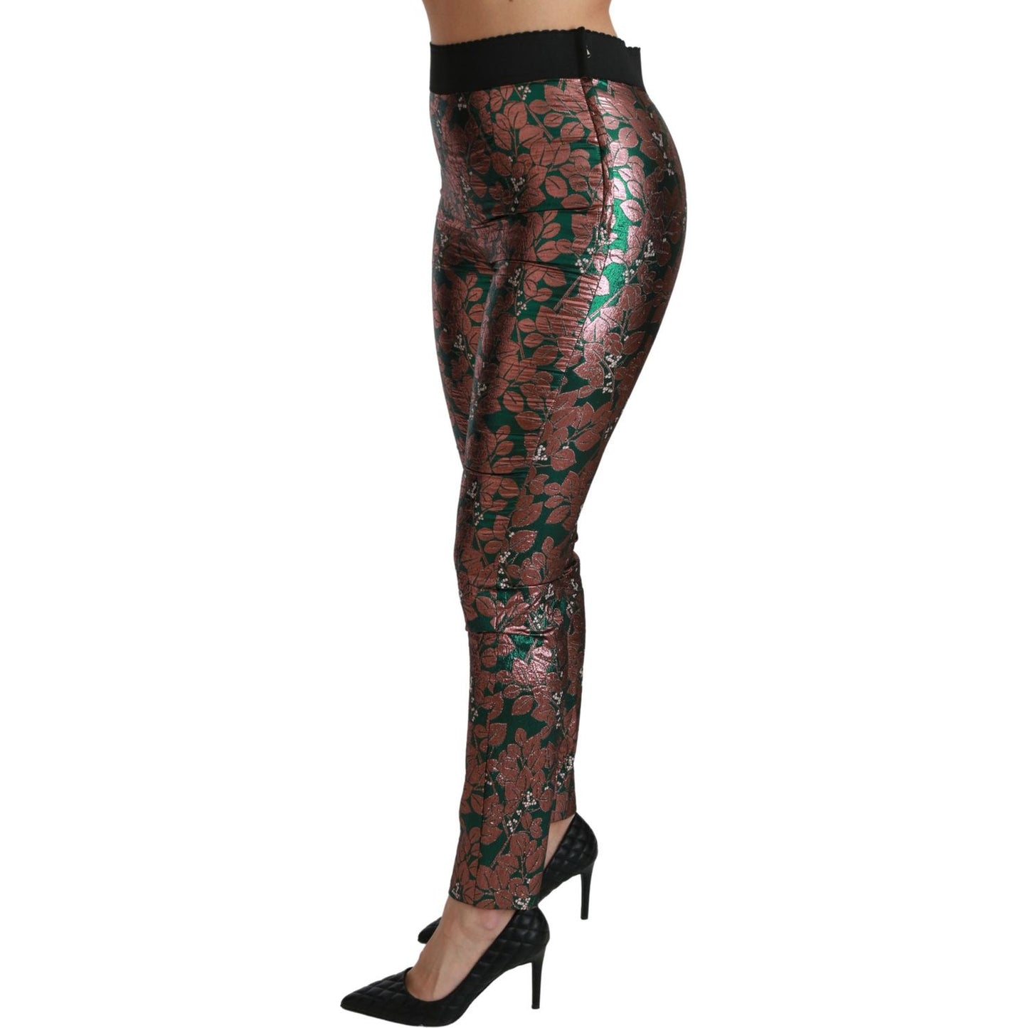 Dolce & Gabbana Green Bronze Leaf Tights Skinny Pants PAN70819-36