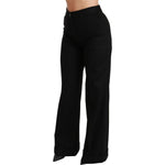 Dolce & Gabbana Black Wide Leg Flared Trouser Cashmere Pants PAN70835-38