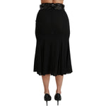 Dolce & Gabbana Black High Waist Mermaid Midi Silk Skirt SKI1411-42