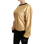 Dolce & Gabbana Gold Cotton Crewneck Pullover Sweater TSH4417-36