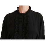 Dolce & Gabbana Black Silk Shirt Ruffled Top Blouse TSH4462-36
