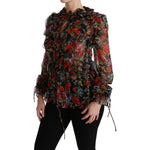 Dolce & Gabbana Black Floral Roses Blouse Silk Top TSH4486-36