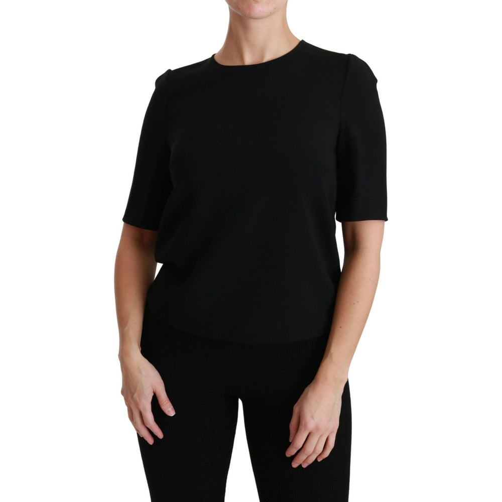 Dolce & Gabbana Black Short Sleeve Casual Top Stretch Blouse TSH4490-40
