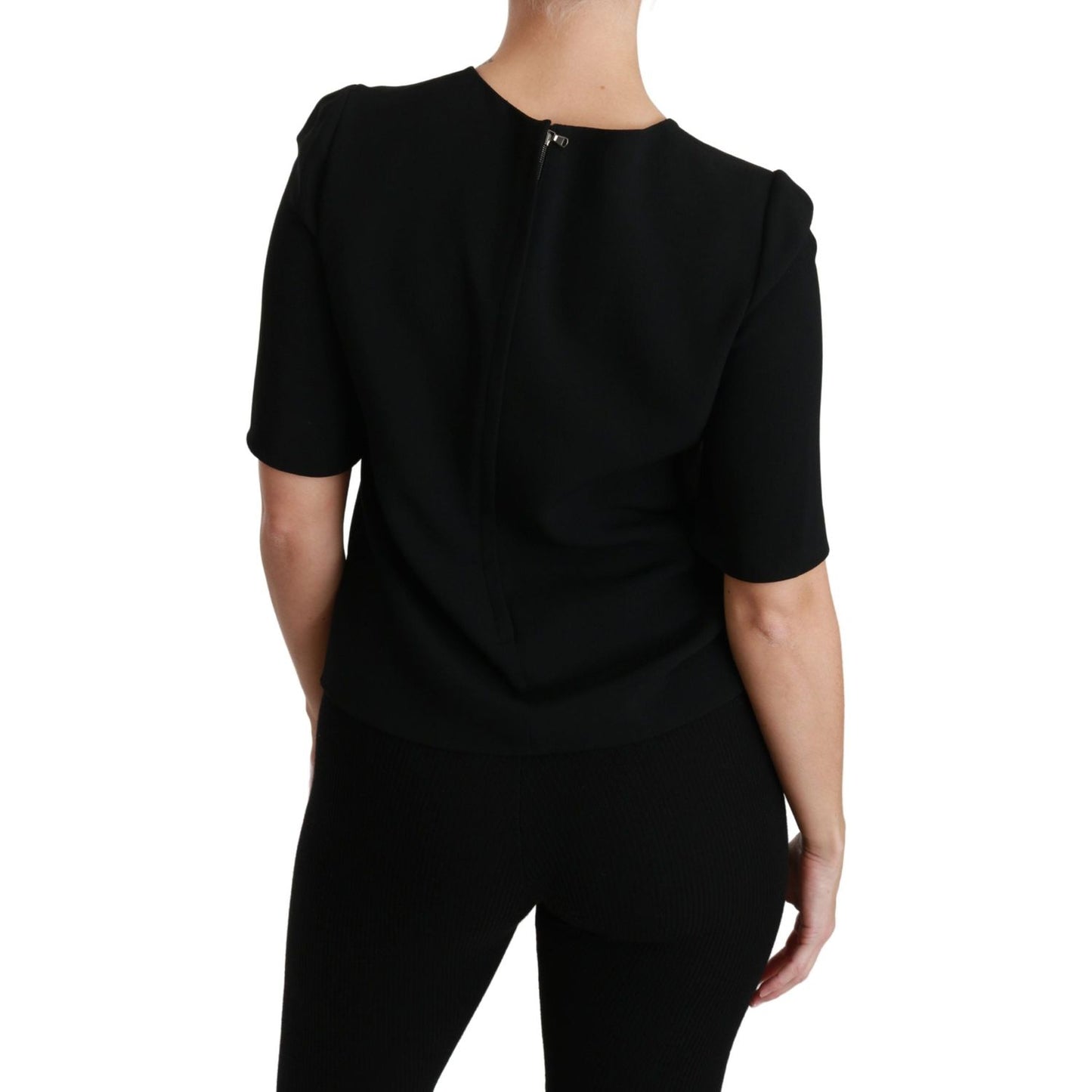 Dolce & Gabbana Black Short Sleeve Casual Top Stretch Blouse TSH4490-40