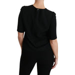 Dolce & Gabbana Black Short Sleeve Casual Top Stretch Blouse TSH4490-40
