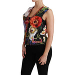 Dolce & Gabbana Multicolor Floral Sleeveless Waistcoat Top Vest TSH4501-40