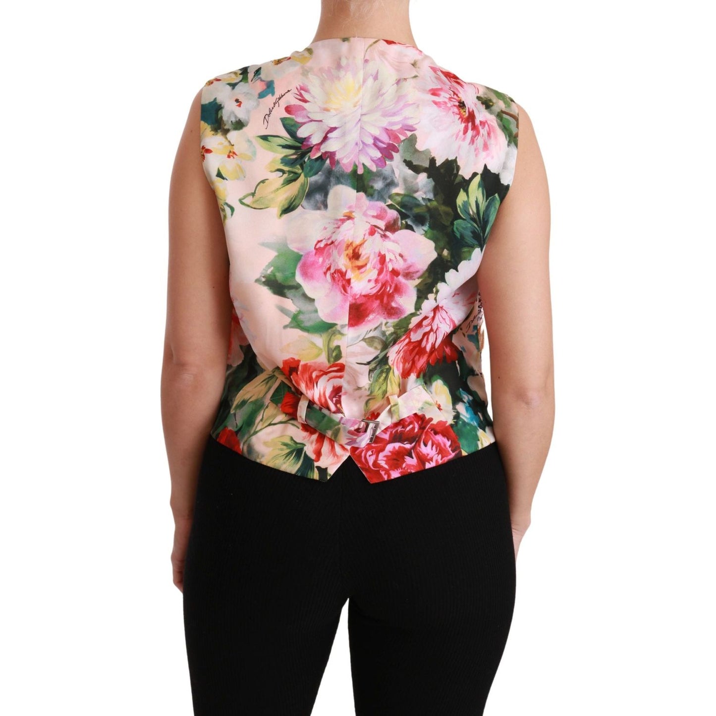 Dolce & Gabbana Multicolor Floral Sleeveless Waistcoat Top Vest TSH4501-40