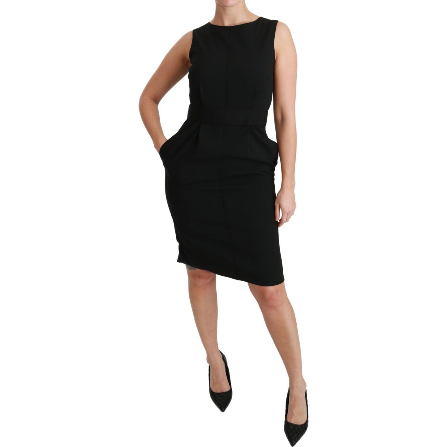 Dolce & Gabbana Black Sheath Stretch Formal Dress DR2165-48