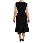 Dolce & Gabbana Black Fit Flare Wool Stretch Sheath Dress DR2453-36