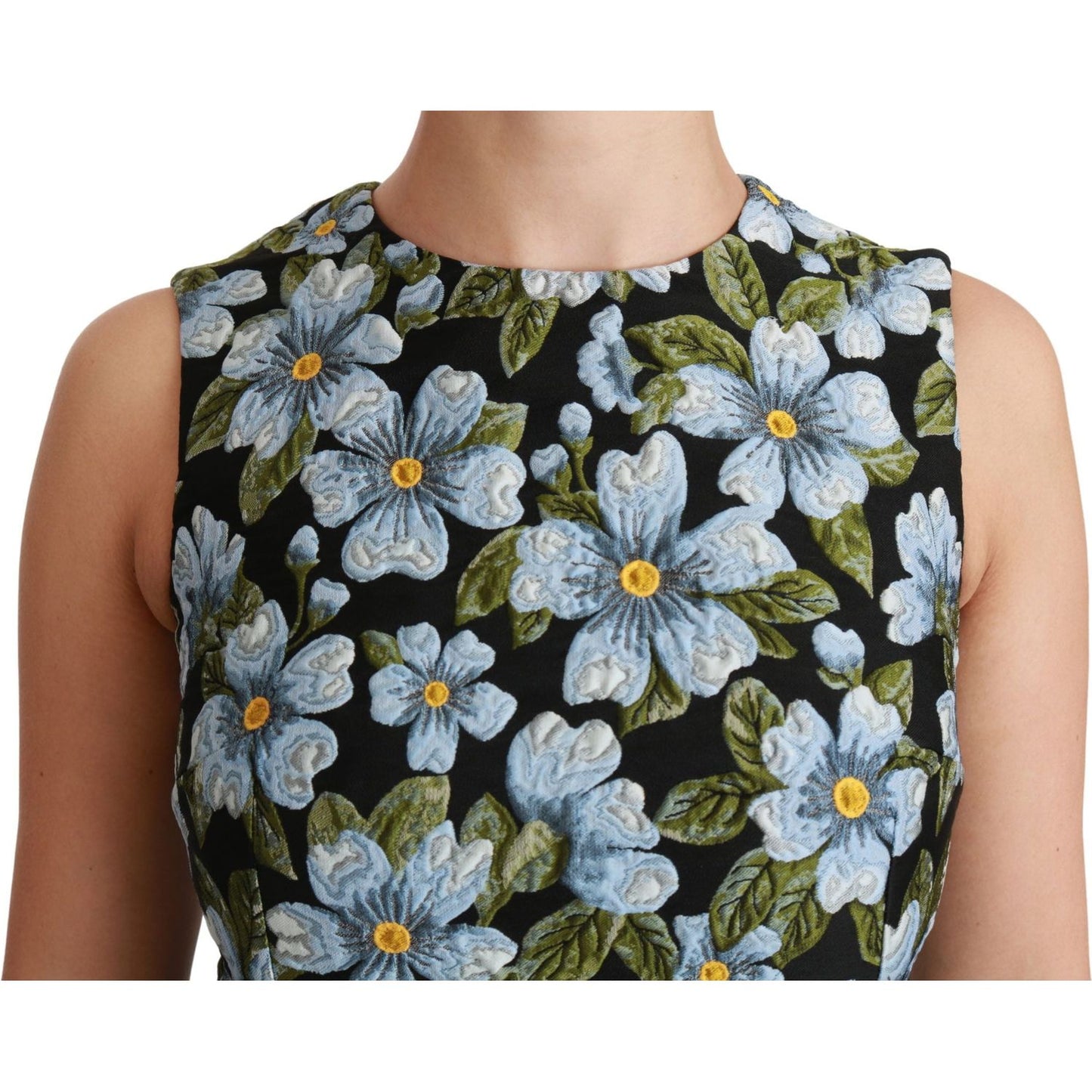 Dolce & Gabbana Blue Floral Brocade Gown Shift Dress DR2513-48