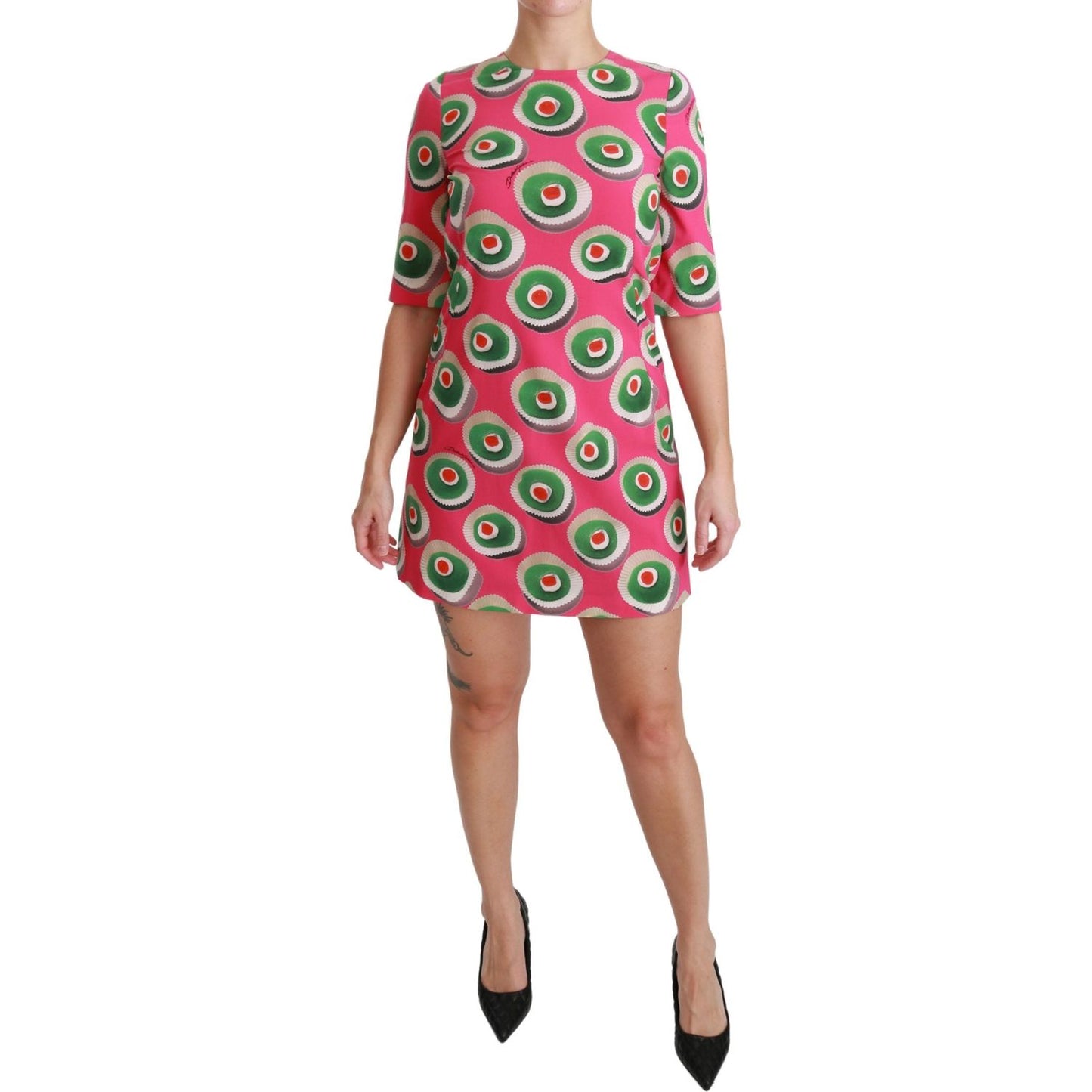 Dolce & Gabbana Pink Silk Cup Cake Shift Stretch Dress DR2517-36