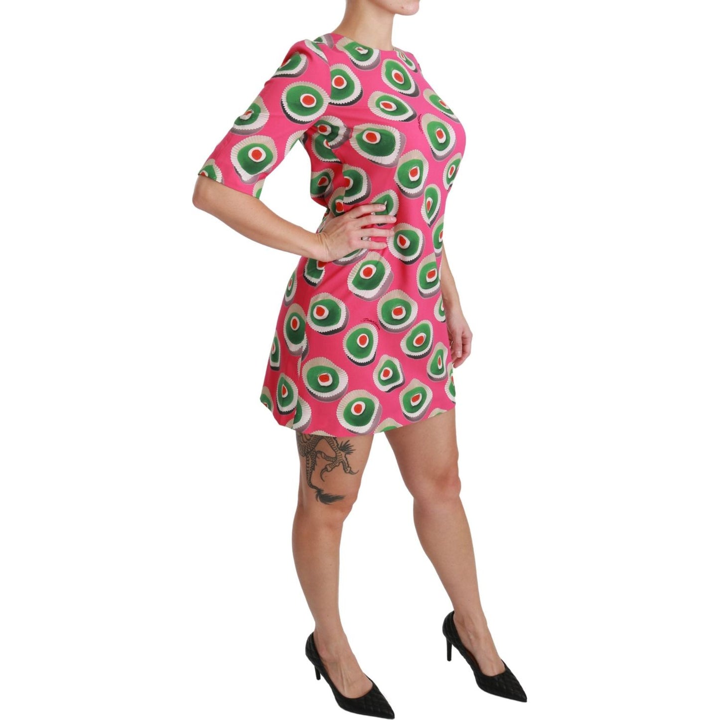 Dolce & Gabbana Pink Silk Cup Cake Shift Stretch Dress DR2517-36