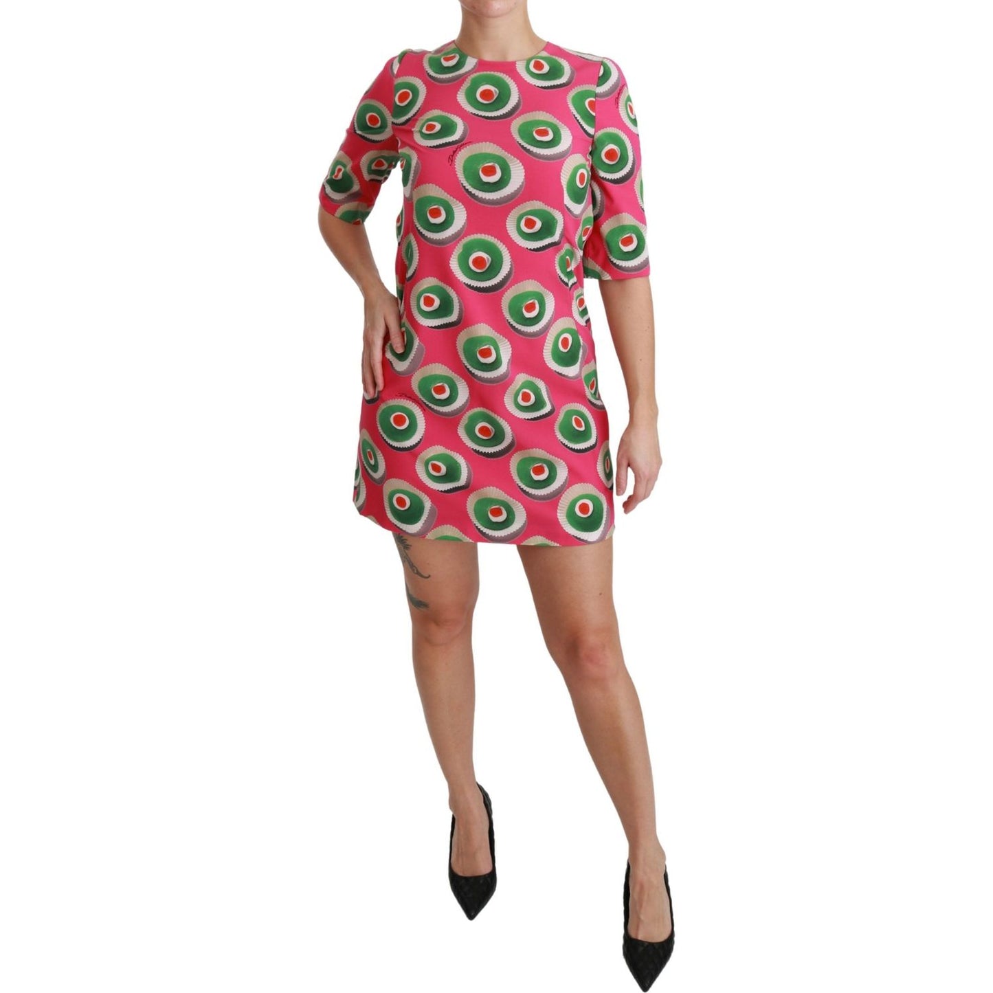 Dolce & Gabbana Pink Silk Cup Cake Shift Stretch Dress DR2517-36