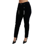 Dolce & Gabbana Blue Corduroy Mid Waist Skinny Pants Jeans PAN70925-38