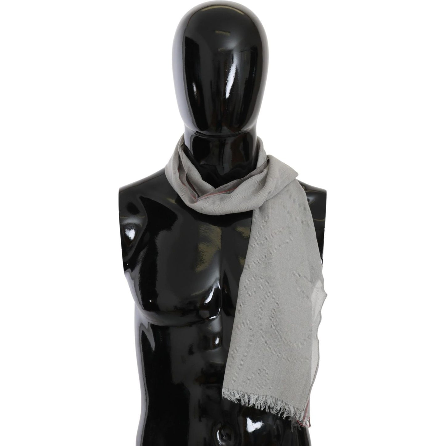 Costume National Gray Fringe Neck Wrap Cotton Scarf Scarves