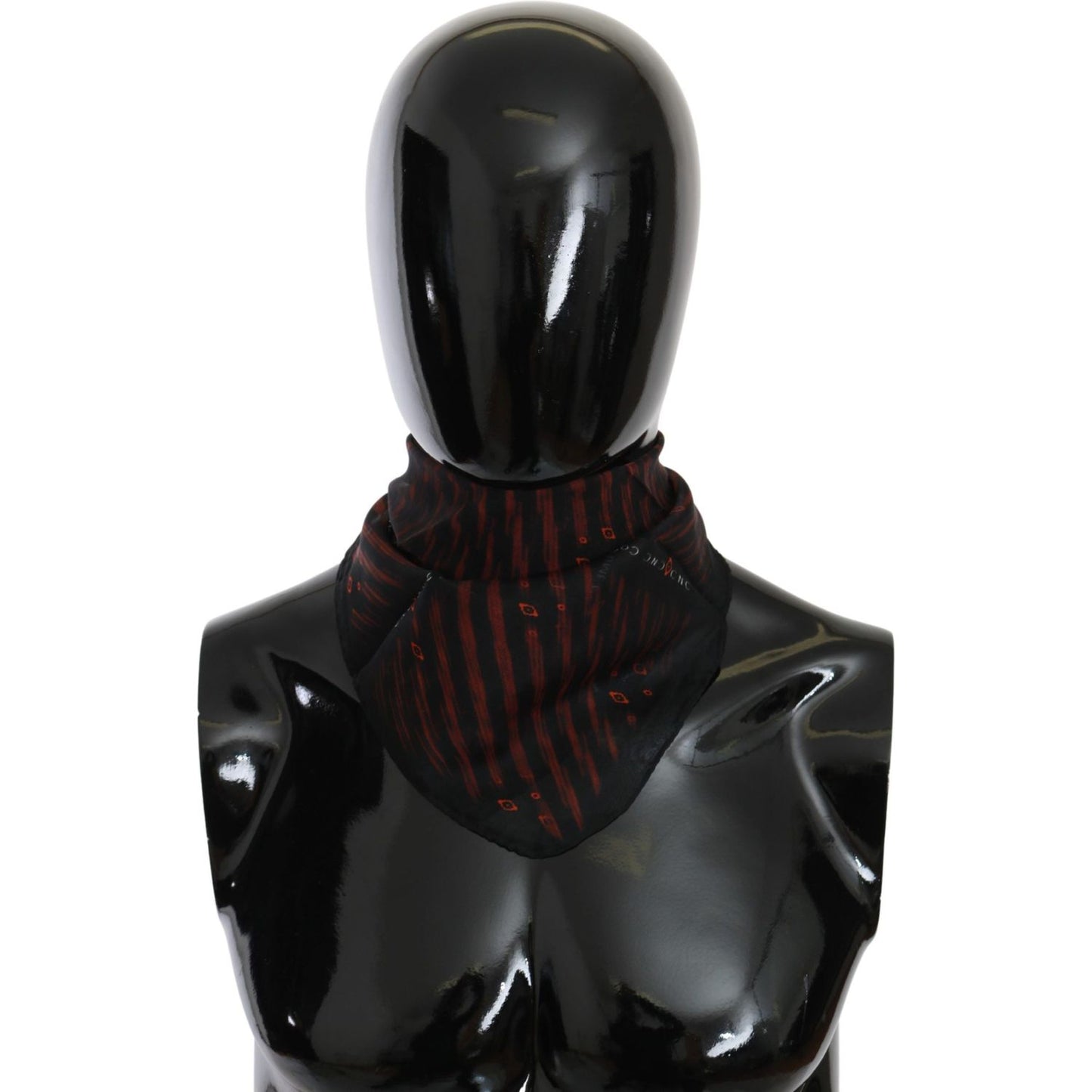 Costume National Black Orange 100% Silk Branded Scarf MS1663