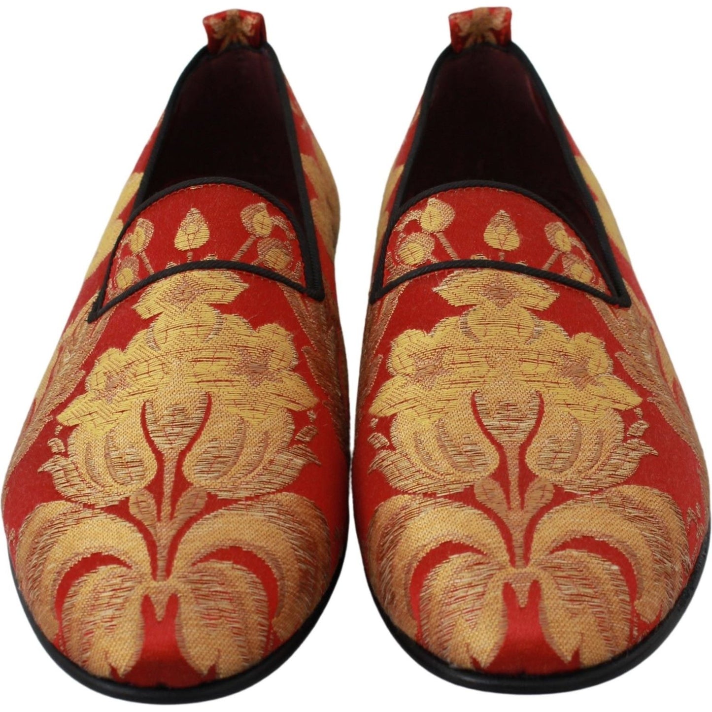 Dolce & Gabbana Red Gold Brocade Slippers Loafers Shoes MV2702-39