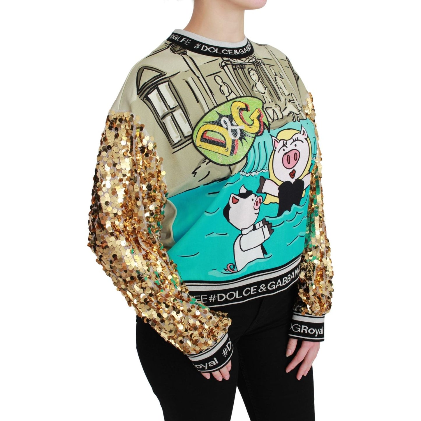 Dolce & Gabbana Year of the Pig Sequined Top Sweater TSH4667-36