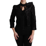 Dolce & Gabbana Exquisite Floral Jacquard Corset Blazer Coats & Jackets Dolce & Gabbana Black